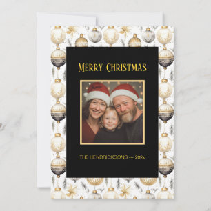 Gold Silver Black Ornaments Photo Christmas Card