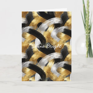 Gold Silver Black Stripes Christmas Celebration  Card