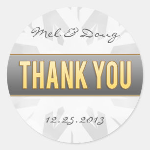 Gold & Silver Bride & Groom Snowflake Thank You Classic Round Sticker