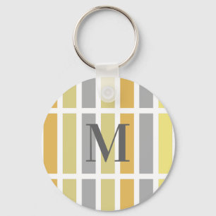 Gold Silver Bronze Metal Hues Monogram Key Ring