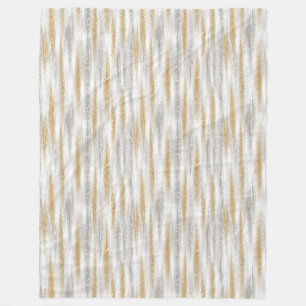 Gold Silver Chic Glam Glitzy Stripes Fleece Blanket