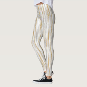 Gold Silver Chic Glam Glitzy Stripes Leggings