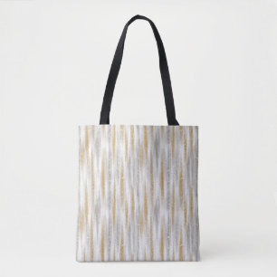 Gold Silver Chic Glam Glitzy Stripes Tote Bag