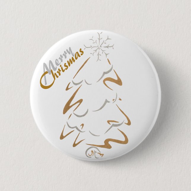 Gold & Silver Chrismas Tree 6 Cm Round Badge (Front)