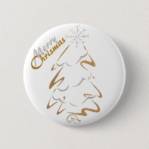 Gold & Silver Chrismas Tree 6 Cm Round Badge