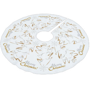 Gold & Silver Chrismas Tree Brushed Polyester Tree Skirt