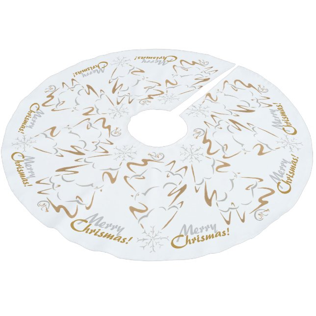 Gold & Silver Chrismas Tree Brushed Polyester Tree Skirt (Angled)