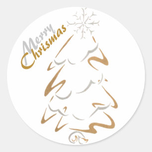 Gold & Silver Chrismas Tree Classic Round Sticker