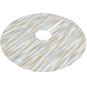Gold Silver Christmas Celebration Brushed Polyester Tree Skirt