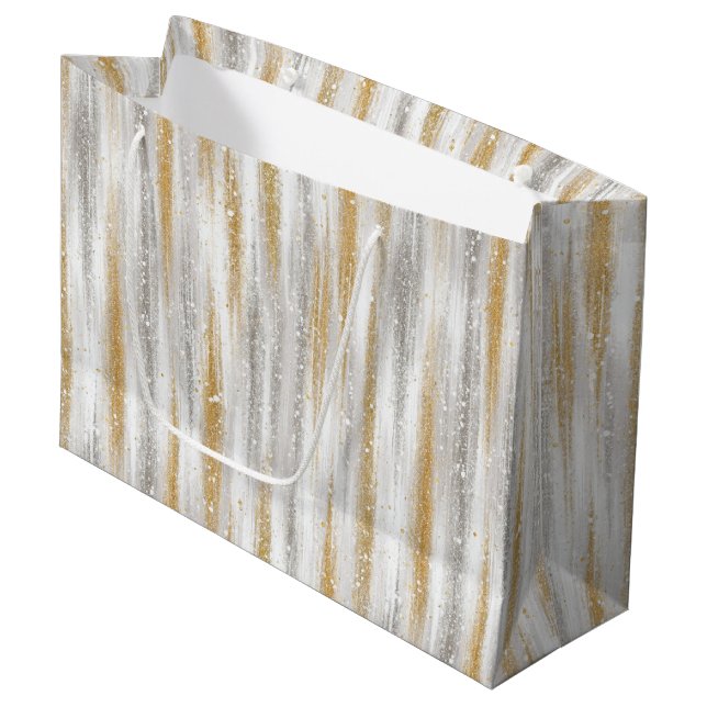 Gold Silver Christmas Celebration Large Gift Bag (Front Angled)