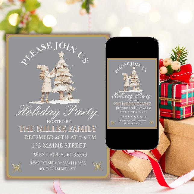 Gold&Silver Christmas Party  Invitation (Creator Uploaded)