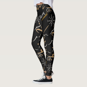 Gold & Silver Christmas Tree (black) Leggings