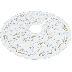 Gold & Silver Christmas Tree Brushed Polyester Tree Skirt