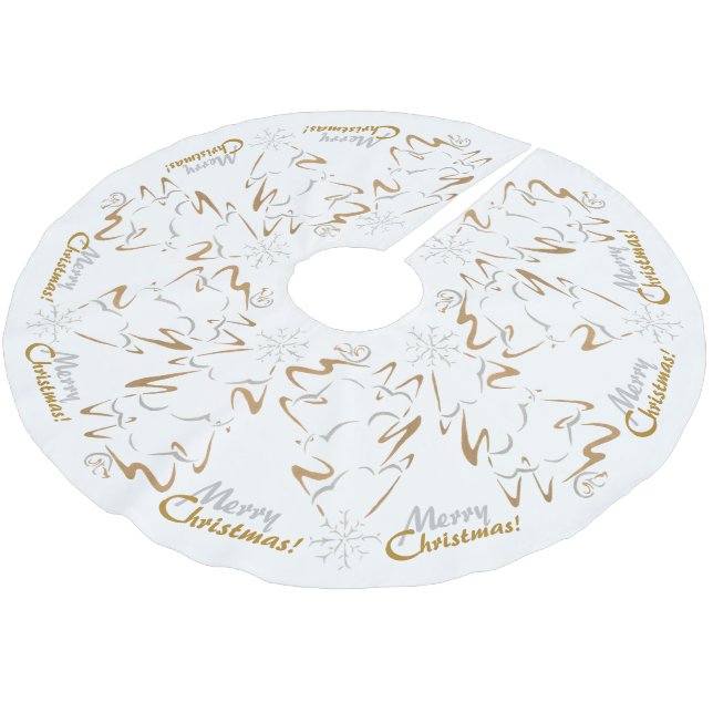 Gold & Silver Christmas Tree Brushed Polyester Tree Skirt (Angled)