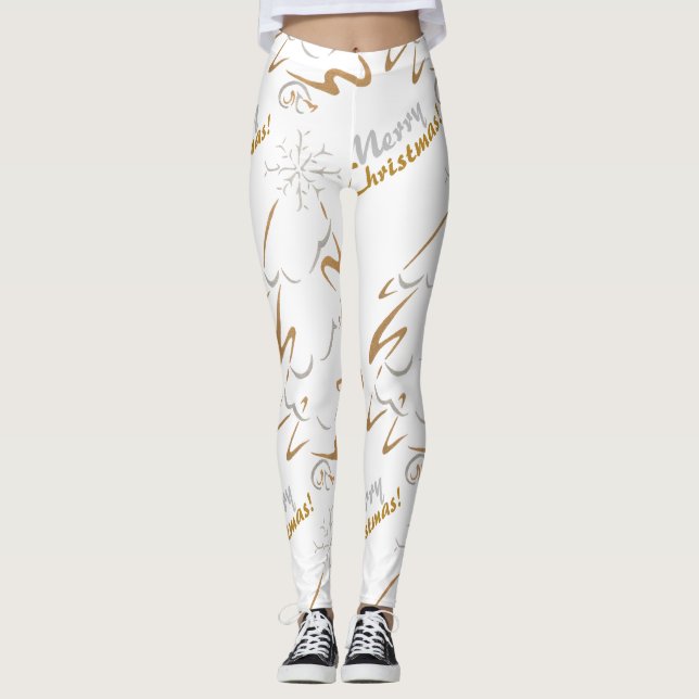 Gold & Silver Christmas Tree Leggings (Front)