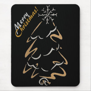Gold & Silver Christmas Tree Mouse Mat