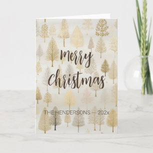 Gold Silver Christmas Trees Pattern Holiday Card