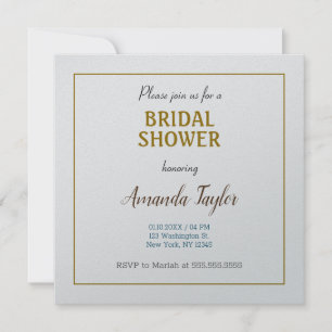 Gold & Silver Colour Minimalist Bridal Shower Invitation