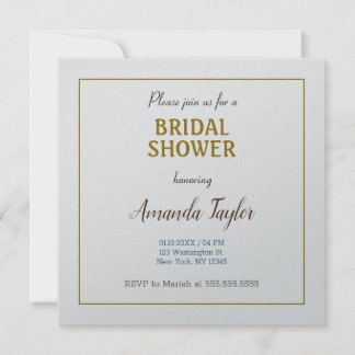 Gold & Silver Colour Minimalist Bridal Shower Invitation