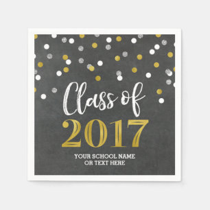 Gold Silver Confetti Class of 2017 Graduation Napkin