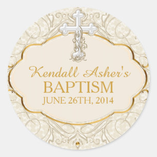 Gold & Silver Cross Baptism Christening Sticker