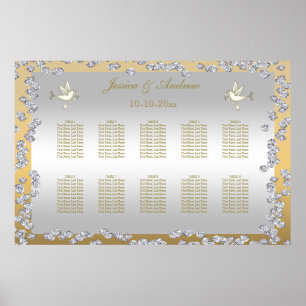 Gold & Silver Diamonds & Doves Seating Chart