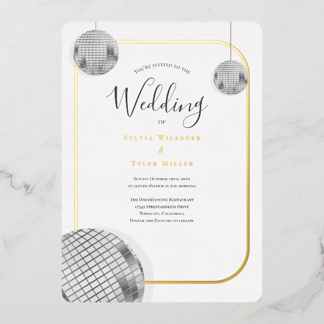 Gold Silver Disco Retro Wedding (Front)