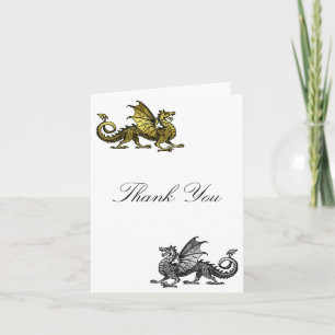 Gold Silver Dragon Thank You Card