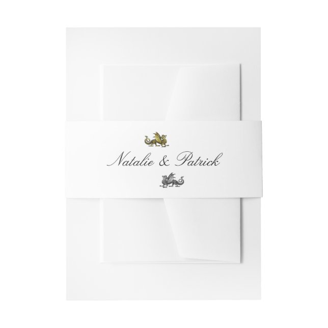Gold Silver Dragon Wedding Belly Bands Invitation Belly Band (Front Example)