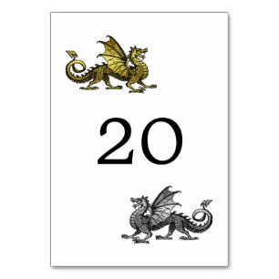 Gold Silver Dragon Wedding Table Card