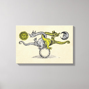 Gold & Silver Dragons Canvas Print