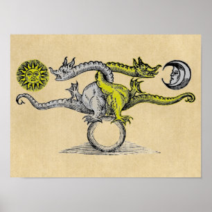 Gold & Silver Dragons Poster