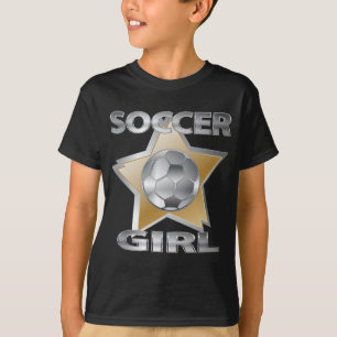 Gold Silver effect soccer girl star design T-Shirt