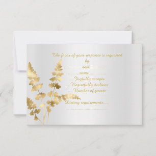 Gold silver elegant leaf response card