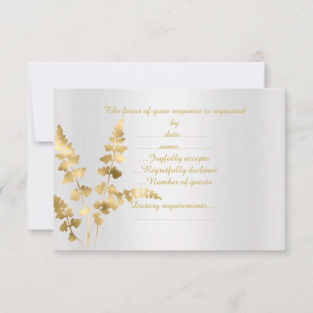 Gold silver elegant leaf response card (Front)