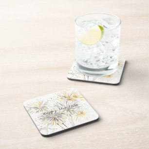 Gold Silver Fireworks New Year's Eve or Day Coaster