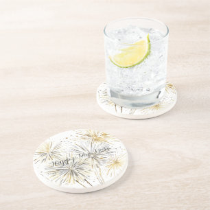 Gold Silver Fireworks New Year's Eve or Day Coaster