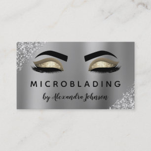 Gold Silver Glitter Sparkle Eyelashes Microblading Business Card