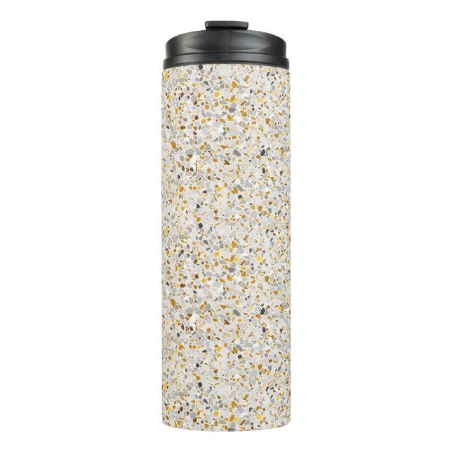 Gold, Silver, Grey Terrazzo Pattern Thermal Tumbler (Front)