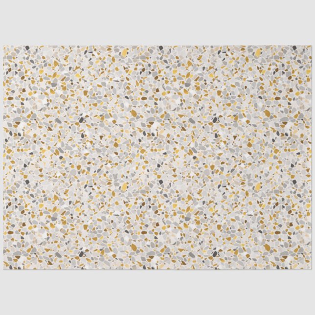 Gold, Silver, Grey Terrazzo Pattern Tissue Paper (Front)
