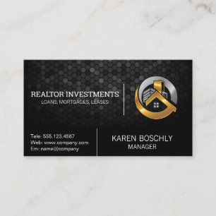Gold Silver House and Building Logo Business Card