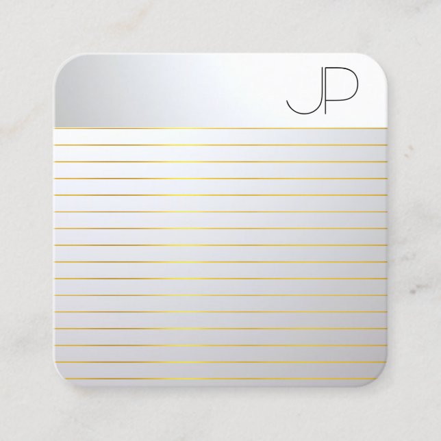 Gold Silver Look Modern Elegant Professional Square Business Card (Front)