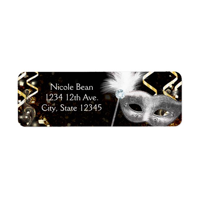 Gold & Silver Masquerade Mask Birthday Party (Front)