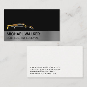 Gold Silver Modern Logo   Auto Services Business Card