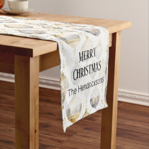 Gold Silver Ornaments Christmas Short Table Runner