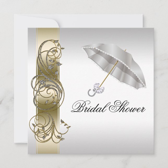 Gold Silver Ornate Formal Bridal Shower Invitation (Front)