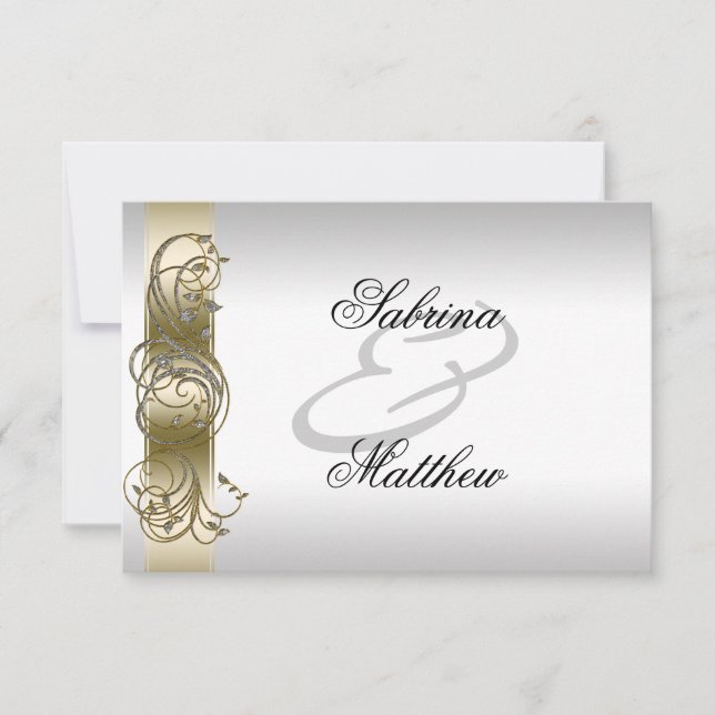 Gold Silver Ornate Formal Reception card (Front)