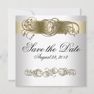 Gold Silver Ornate Formal Save the Date