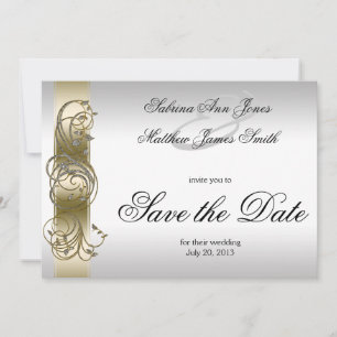 Gold Silver Ornate Formal Save the Date