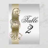 Gold Silver Ornate Formal  Table Number